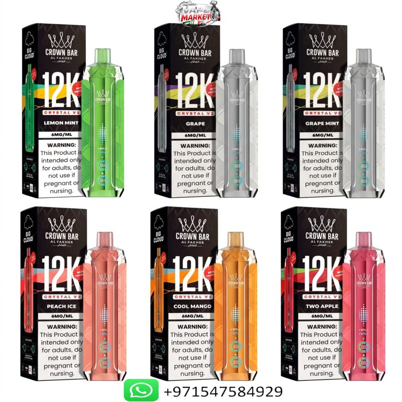 Al Fakher Crown Bar Crystal V2 12000 Puffs Disposable Vape in Dubai UAE