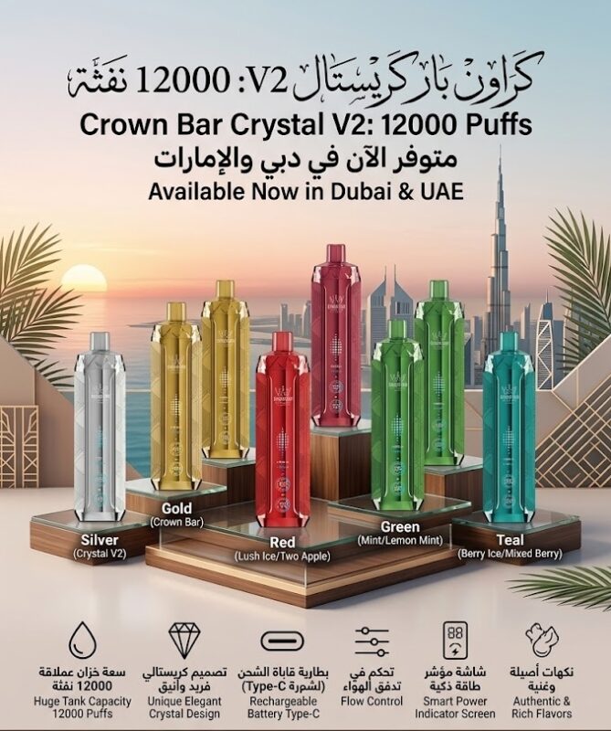 Al Fakher Crown Bar Crystal V2 12000 Puffs Disposable Vape in Dubai UAE
