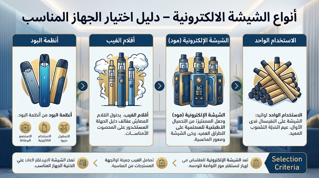 أنواع الشيشة الالكترونية – دليل اختيار الجهاز المناسب
