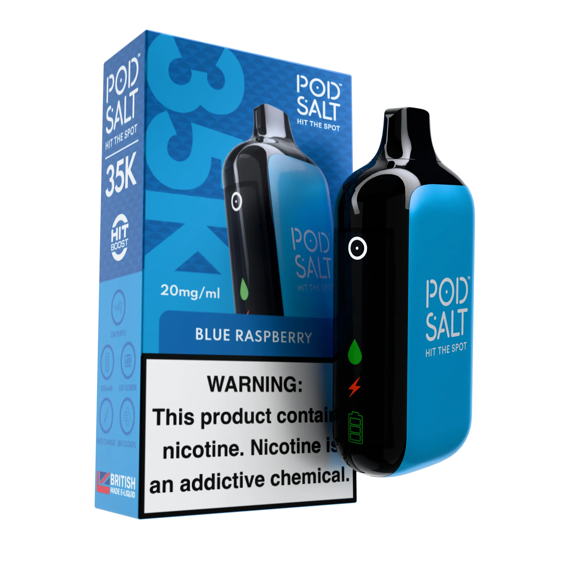 PodSalt Blue Raspberry 35000 Puffs 20mg Disposable Vape | Buy Online