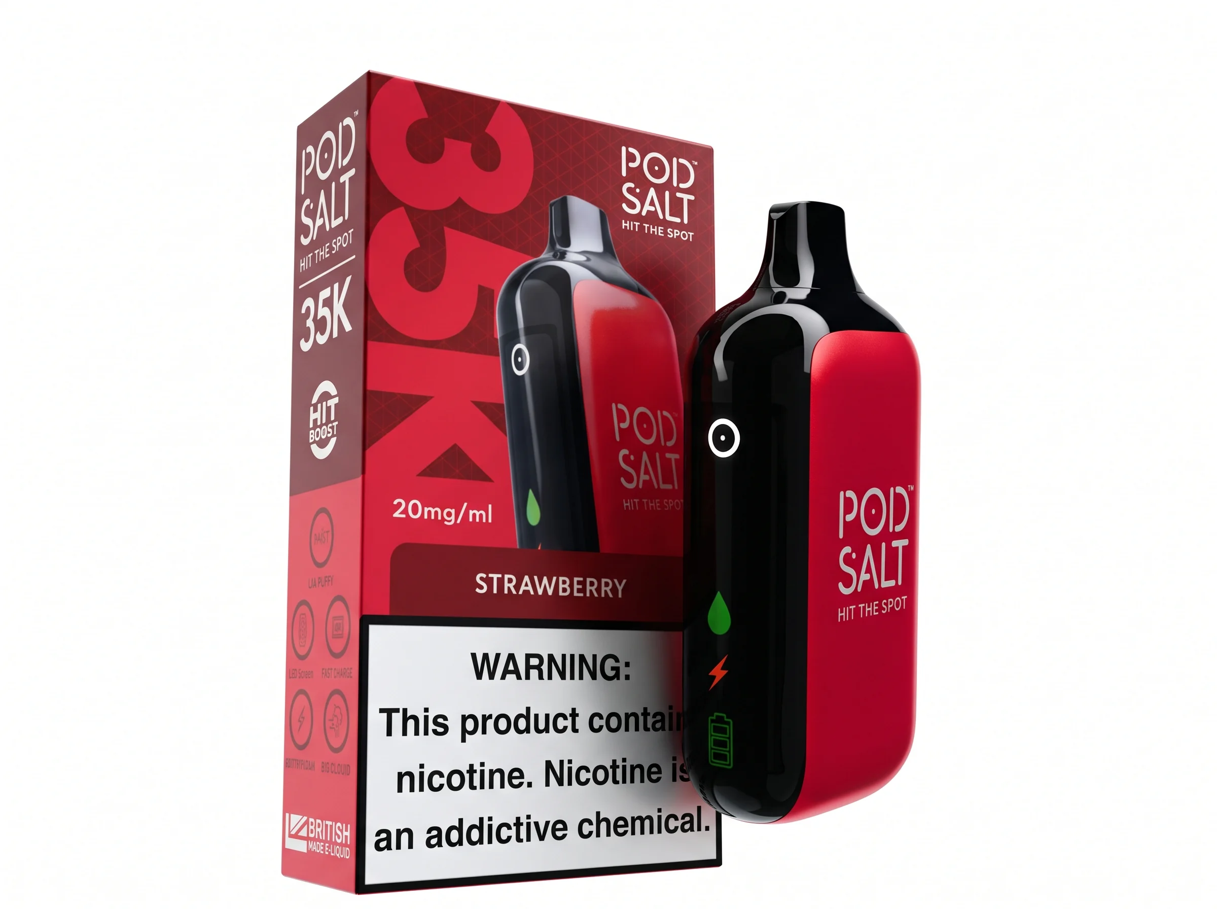 PodSalt 35000 Puffs Strawberry 20mg Disposable Vape | Buy Online