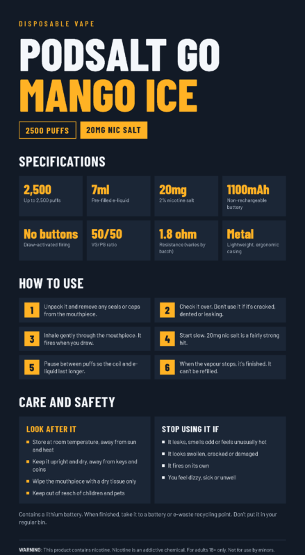 PodSalt Go Mango Ice vape markets uaepng