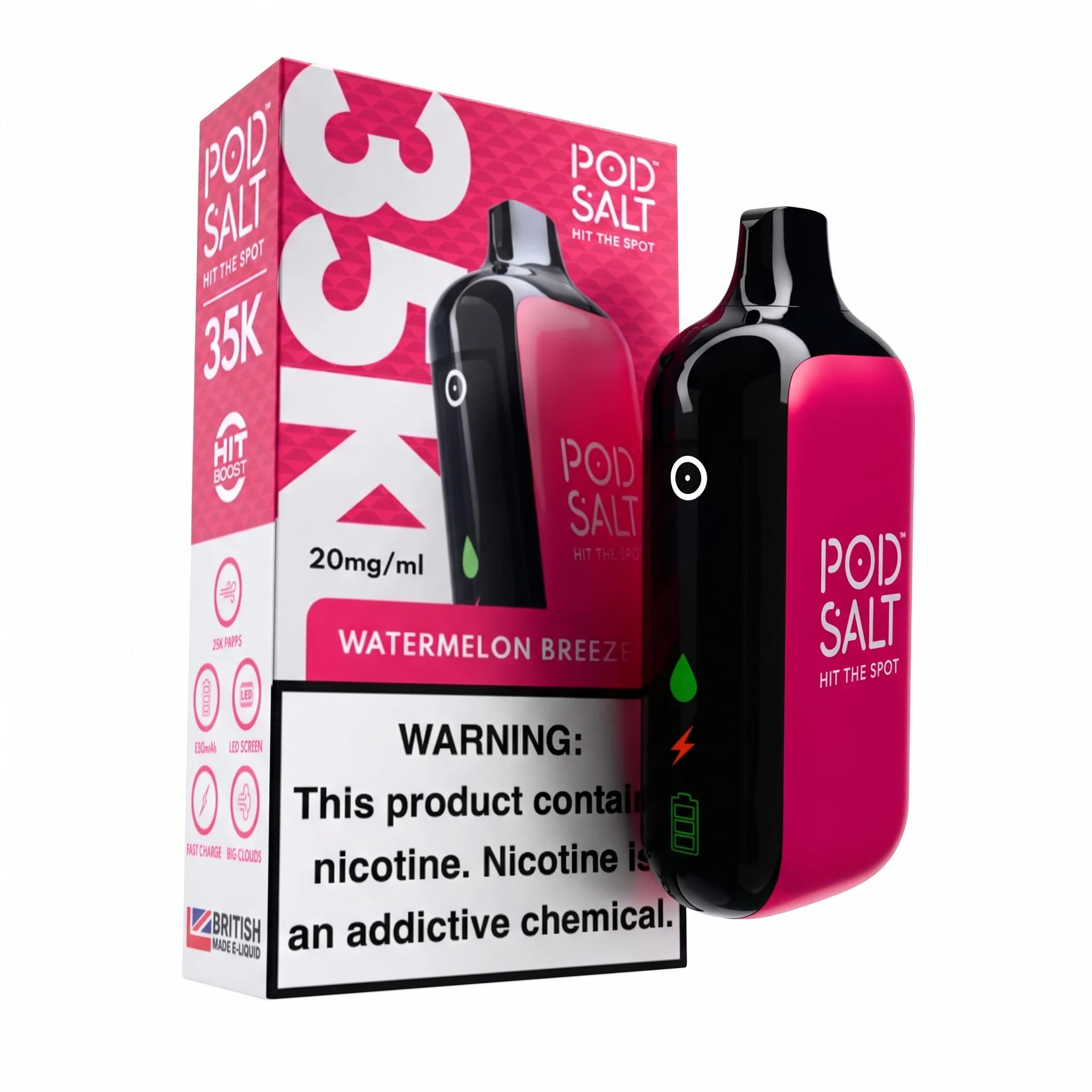 PodSalt 35000 Puffs Watermelon Breeze 20mg Disposable Vape | Buy Online