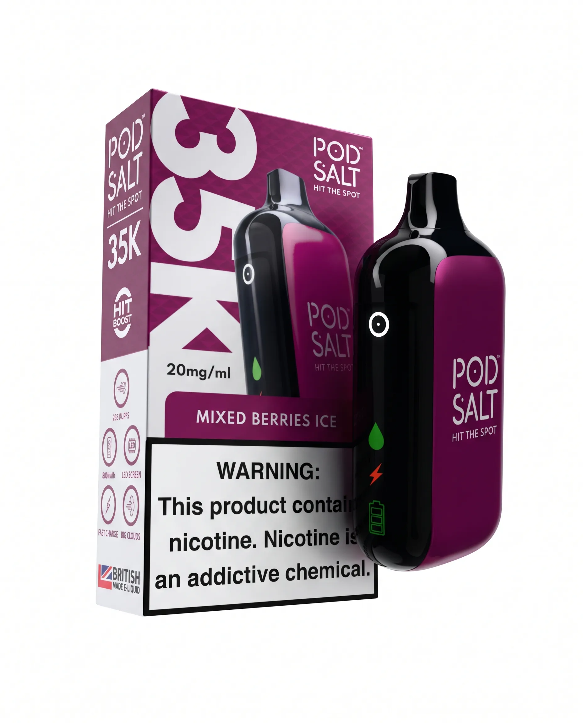 PodSalt 35000 Puffs Mixed Berries Ice 20mg Disposable Vape | Buy Online